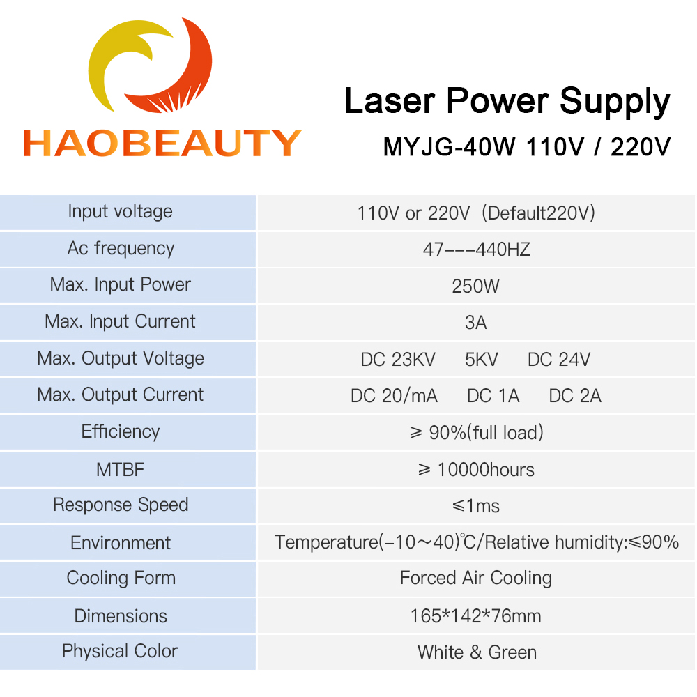 HAOBEAUTY MYJG-40 CO2 Laser Po - Industrial Laser Equipment 评论和价格